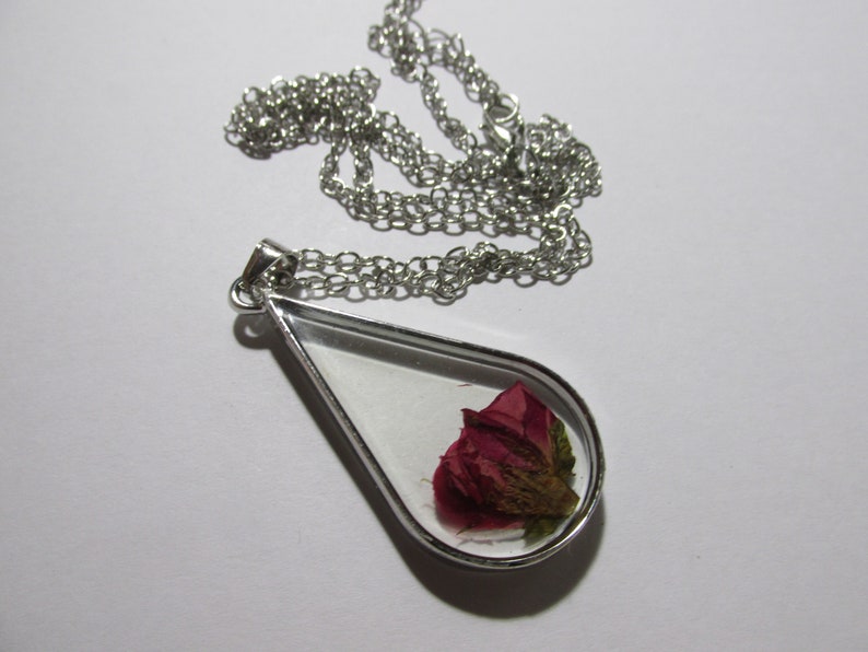 Dried Red Rose Pendant Necklace 24