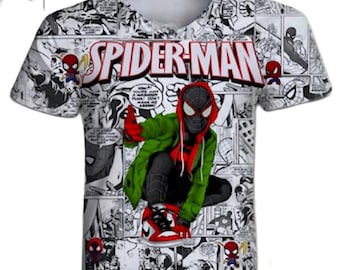 Spiderman Miles Morales Inspired Print  Kids T-shirt, Birthday Shirt, Kids Birthday, Spiderman gifts , gifts for kids, Miles , Best Gift.