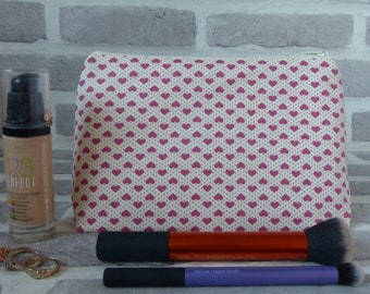 Heart small makeup bag, Mothers day gift, gift for mum, heart make up bag, small wash bag, gift for her, pink heart makeup bag, cute bag