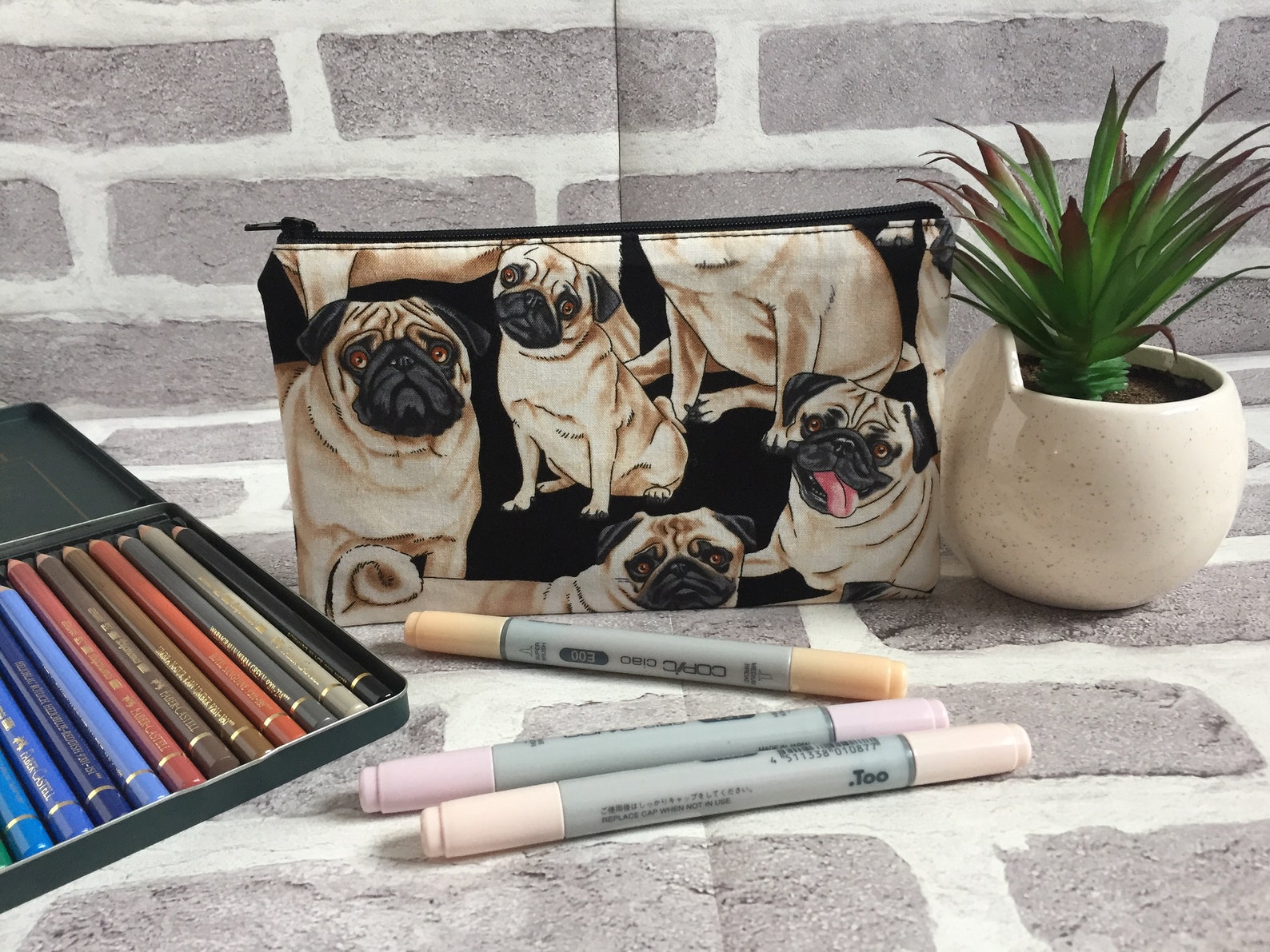Pugs Pencil Case Pug Dog Cute Dog Pencil Case Gift for Dog Etsy Sweden