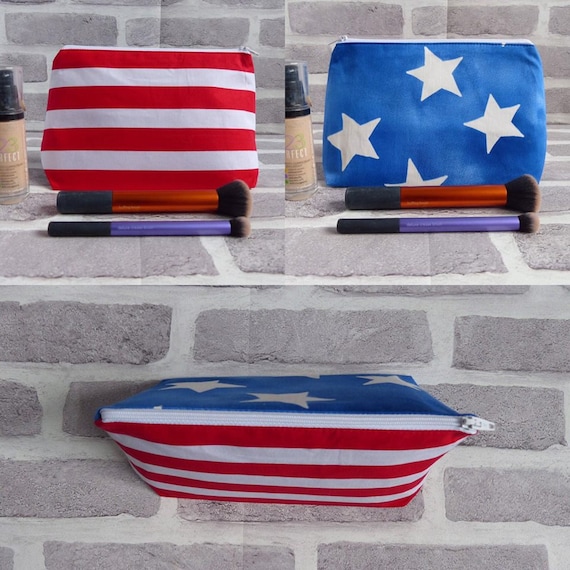 Amerikanische Flagge Schminktasche Usa Sterne Und Streifen Etsy