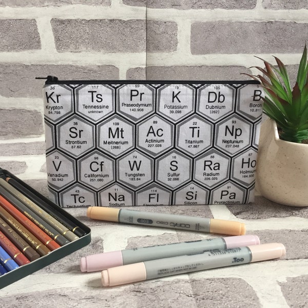 Periodic table pencil case, table of elements, back to school, science teacher, gift for her, gift for him, birthday gift, chemistry student