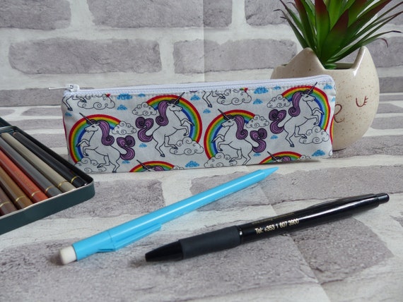 Unicorn Compact Pencil Case, Rainbow, Pencil Case for Girls, Back