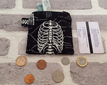 Anatomy coin purse, skeleton coin purse, skull coin purse, skull change holder, Birthday gift, Christmas gift, glow in the dark,