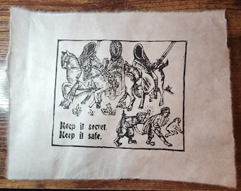 Lord of the Rings medieval-style woodcut print - "Nazgûl Chase"