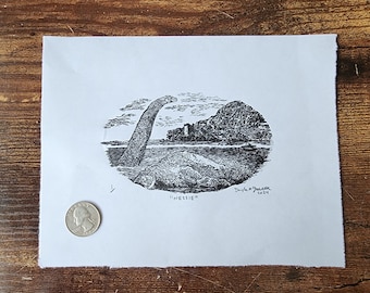 Loch Ness Monster "Nessie" | wood engraving print