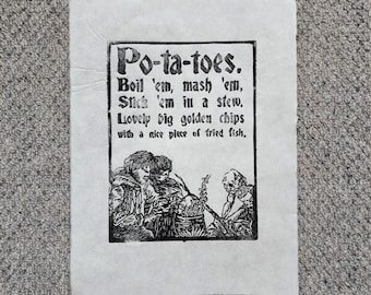Lord of the Rings medieval-style woodcut print - "Po-tat-oes"