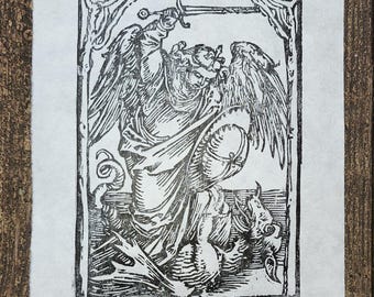 Reproduction of Albrecht Dürer's "St. Michael" - woodcut print