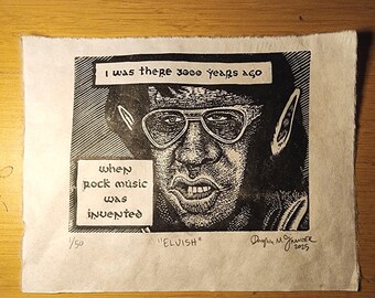 Elvish (Elvis + Elrond Lord of the Rings meme) | Linocut print - limited edition