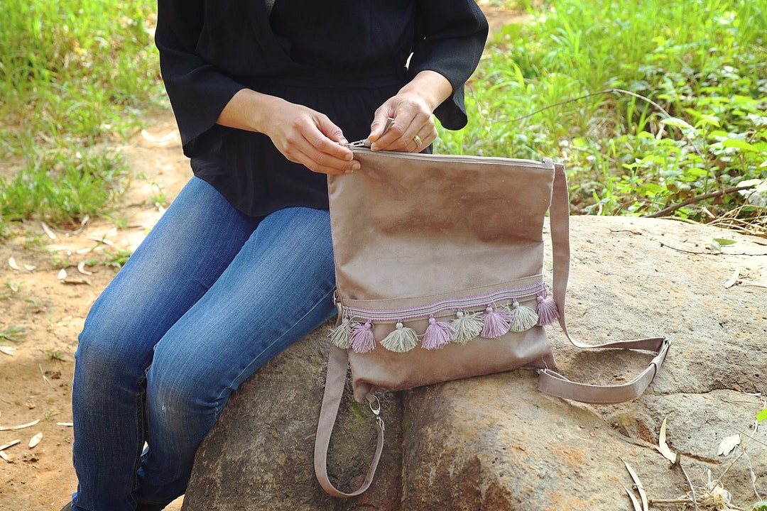6 Way Wear Velvet Backpack/purse in Grey With Tassel Etsy