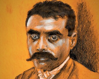 Emiliano Zapata Art Print: Mexican Hero Charcoal Drawing