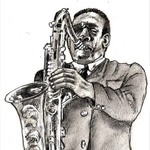 New Orleans Saxophone Player Charcoal Art Print