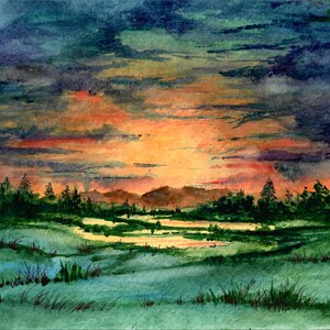 Cloudy Sunset Near Mountains, Sunset Art Print, Landscape Art Print, Country Art Print, Sunset Wall Decor, Setting Sun Art Print, Sky Art