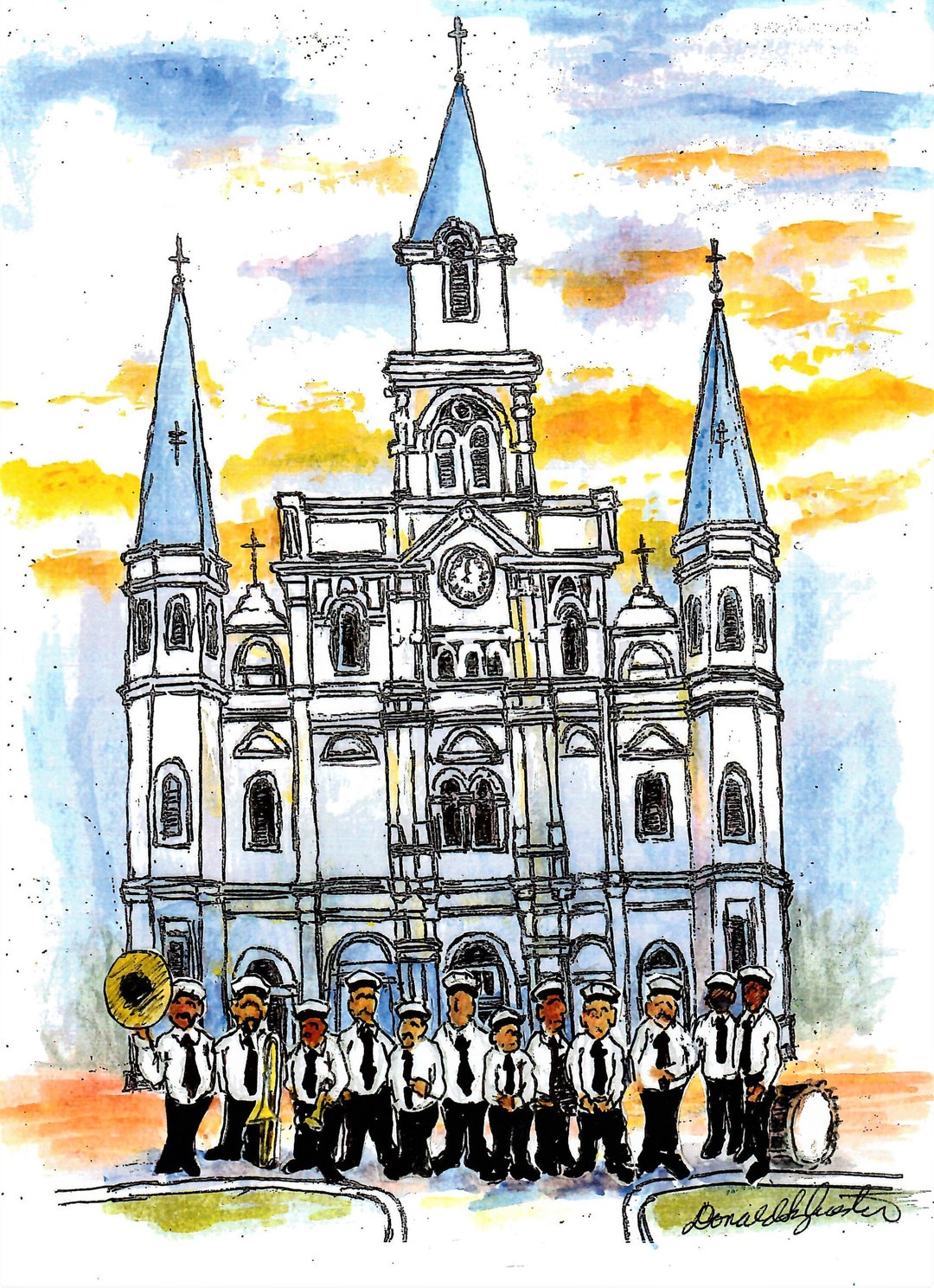 Brass Band Art Print New Orleans Church New Orleans Art Etsy