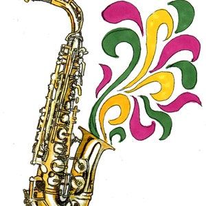 Jazz Saxophone, New Orleans Jazz, Jazz Music, Saxophone Art, Jazz Saxophone Print, New Orleans Saxophone, Mardi Gras Saxophone