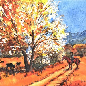 Cowboy Herding Cattle, Cattle Farm, Western Art Print, Cowboy Art Print, Western Wall Decor, Cowboy Wall Decor, Farm Art Print, Country Art