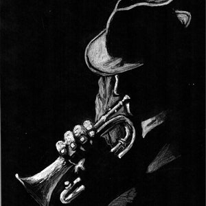 New Orleans Jazz Trumpet Player Charcoal Art Print