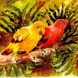 Red Parrot Art Print, Red Parrots Art, Red Parrot Print, Jungle Bird Art Print, Parrot Art, Parrot Print, Parrot Wall Decor, Jungle Bird Art