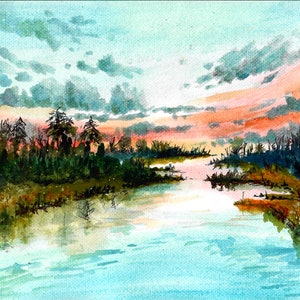 Marshland At Dusk, Lakefront Art Print, Marshland Art, Lake Wall Decor, Sunset Art Print, Sunset Wall Decor, Waterfront Art Print, Lake Art