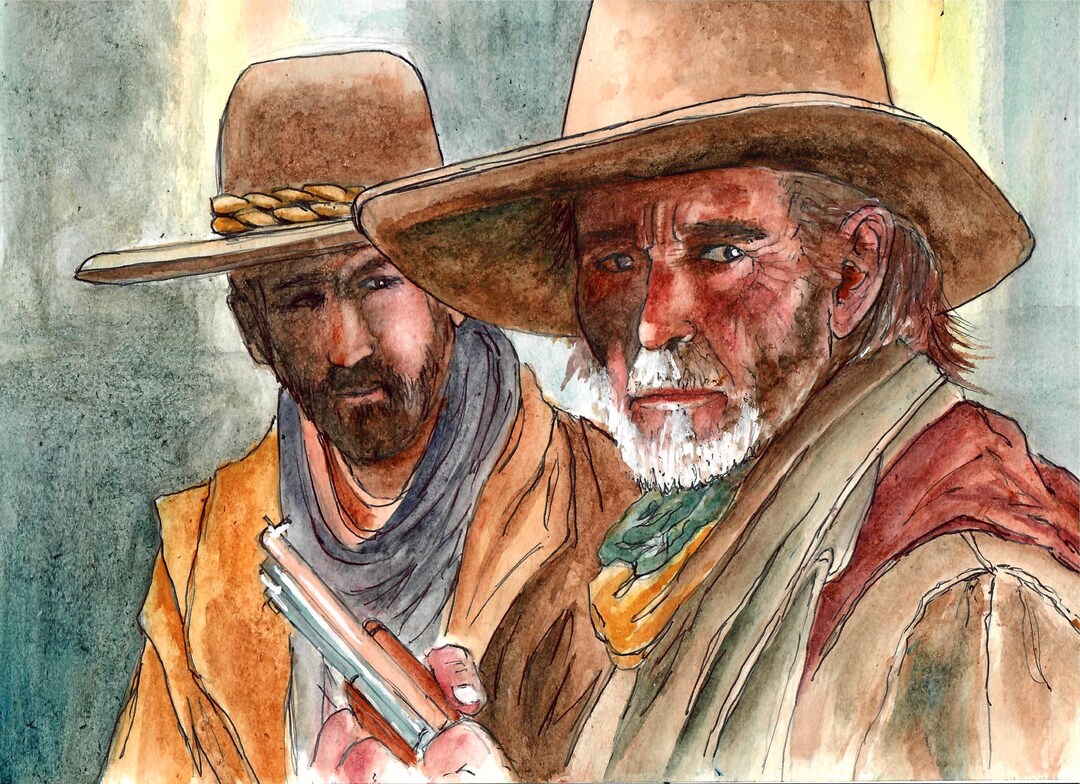 Cowboys With Gun, Old Cowboys, Western Print, (signed Matted Art Print ...