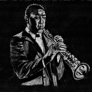 Jazz Clarinet Player, New Orleans Jazz Player, Clarinet Jazz, Nightclub Musician, Jazz Art Print, Jazz Wall Decor, New Orelans Art Print