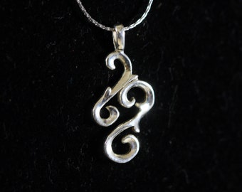 REDUCED! Scroll Design Pendant in Sterling Silver