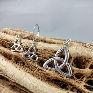 Celtic Knot Necklace and Earring Set in Sterling Silver