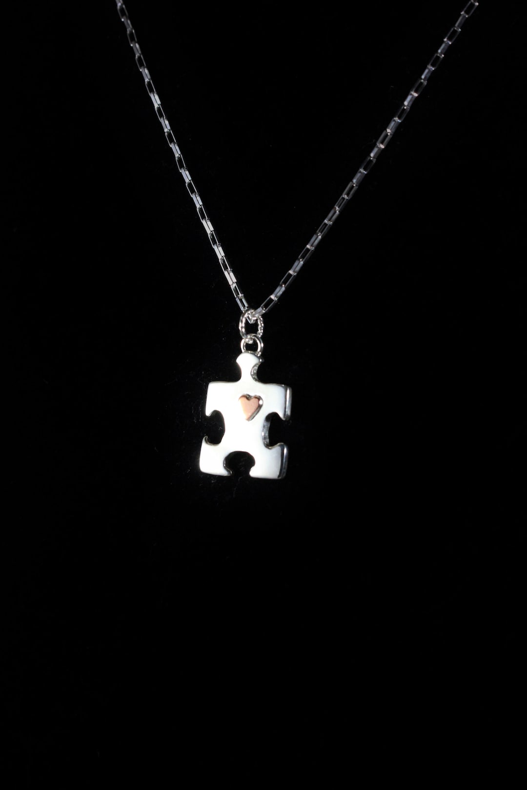 Autism Puzzle Piece Necklace With Copper Heart- Autism Awareness - Etsy