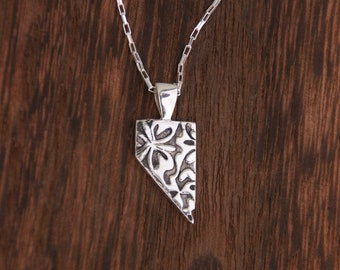 Nevada Necklace Floral Print Design in Sterling Silver