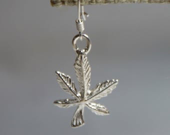 Marijuana Leaf Earrings in Sterling Silver