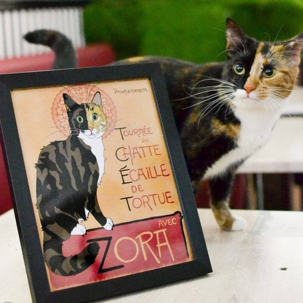 Custom Art Nouveau Cat Portrait | "Le Chat Noir" with YOUR Cat | Custom Pet Portrait | Pet Commission | Tournee du Chat Noir