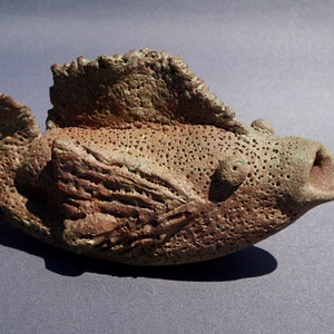 Hand Made / Built Raku Art Pottery Koi Fish Sculpture With Organic ...