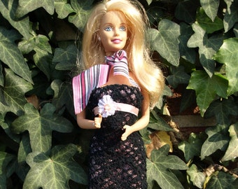 1966 Mattel Barbie Doll with Blonde Hair and Blue Eyes with 1998 Head and Strapless Black Evening Gown Dress - Excellent Condition
