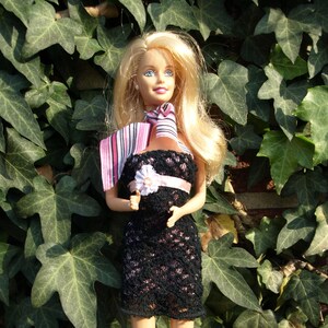 1966 Mattel Barbie Doll with Blonde Hair and Blue Eyes with 1998 Head and Strapless Black Evening Gown Dress - Excellent Condition