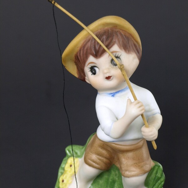 Boy Fishing Figurine Etsy
