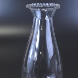 Vintage Clear Glass Chimney 7.75&quot; w/ Beaded Rim - 2.5&quot; Fitter - Hurricane Table Lamp, Oil Lamp Shade Parts - Great Condition
