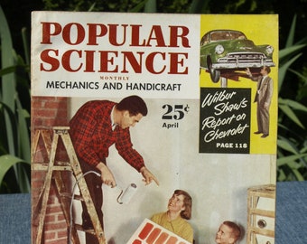 Vintage April 1952 Popular Science Monthly Mechanics and Handicraft Magazine Vol. 160 No. 4 - great condition