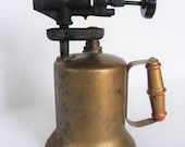 Antique Hand Held Blow Torch w Brass Paint Finish Industrial Tool