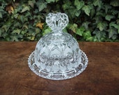 Vintage Heart Echt Bleikristall German Clear Lead Crystal Butter Cheese Dish with Cut Glass Pattern