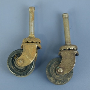 Vintage Bakelite Caster Wheels with 1 1/8&quot; Wheel diameter, Set of 2 in Fair Plus condition