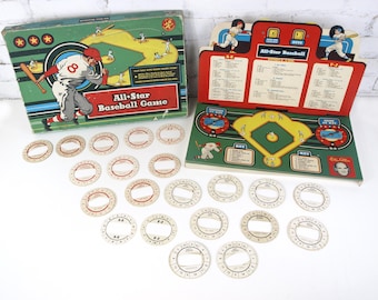 Vintage Cadaco-Ellis All-Star Baseball Game 78 Disks & Game Board in Original Box c. 1960 Incomplete Game Missing Pieces