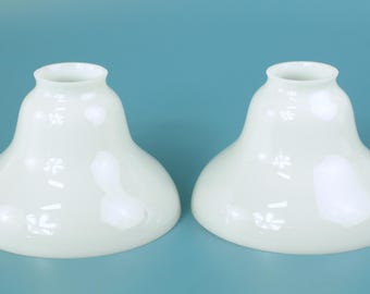 Vintage White Milk Glass bell-shaped lamp shades, Set of 2 circa 1930's in Very Good condition