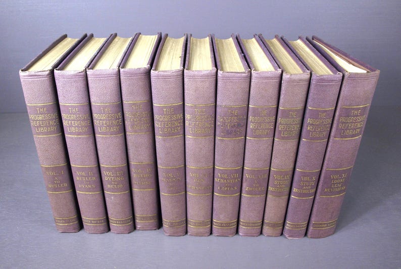 The Progressive Reference Library 1933 Book Set Encyclopedia with 11 Volumes - Bernhart P. Holst Editor - Holst Publishing Co - VG+ Complete image 2