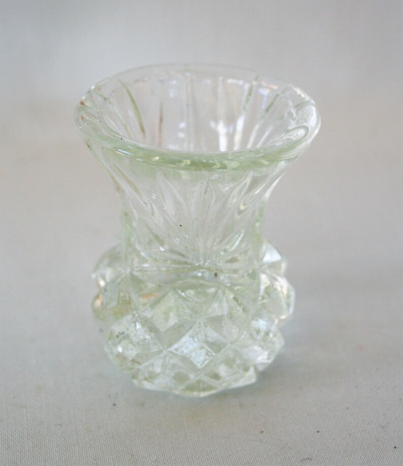 Vintage Clear Glass Toothpick Holder With Diamond Point Etsy