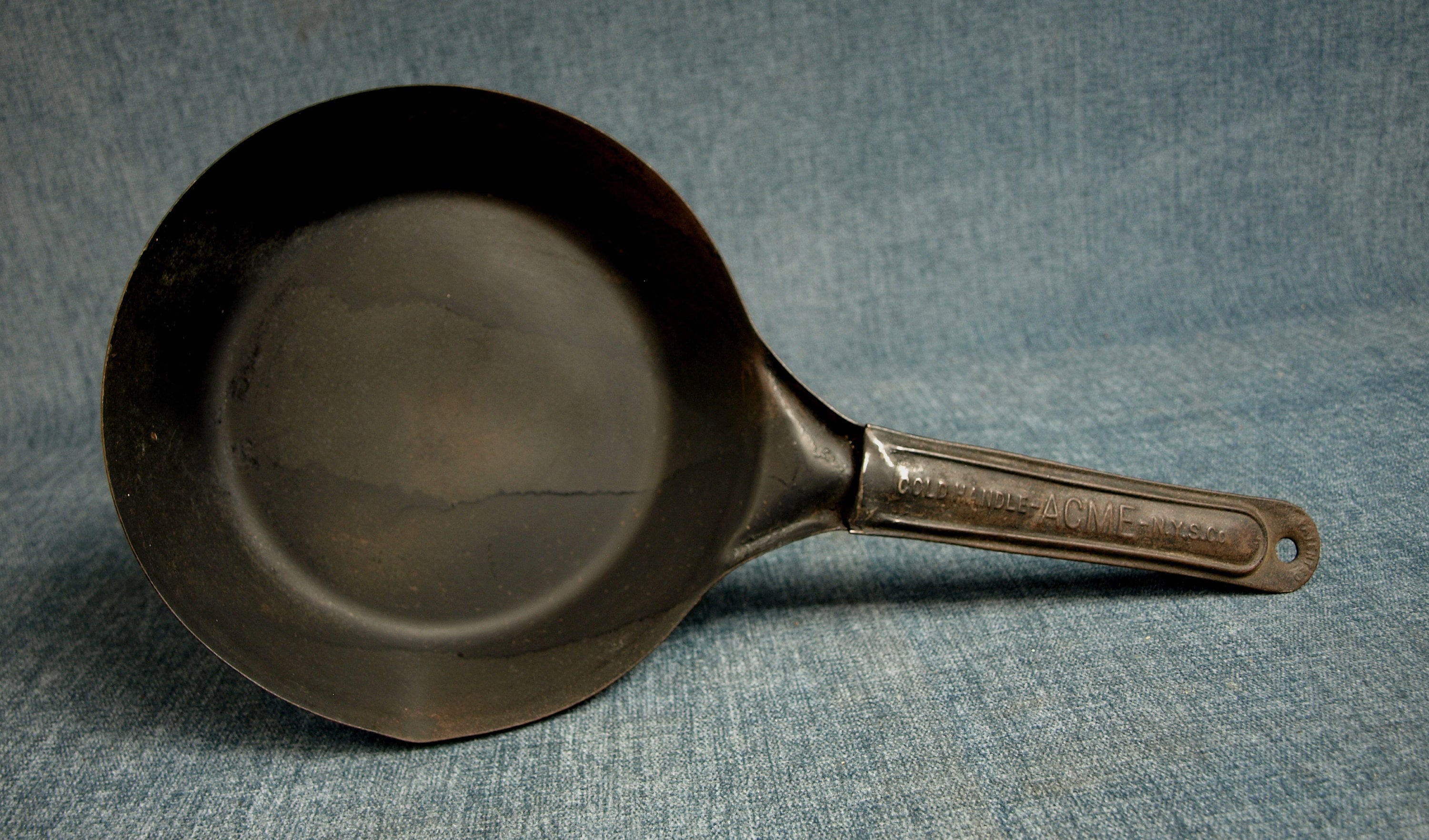 VTG Lot of 2 Cold Handle Skillet / Frying Pan Pressed Steel Cowboy Cooking  #40