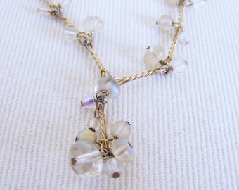 Vintage Carolee Glass Beaded Princess Necklace with Silver Finish Twist Chain and Toggle Clasp – 17” long