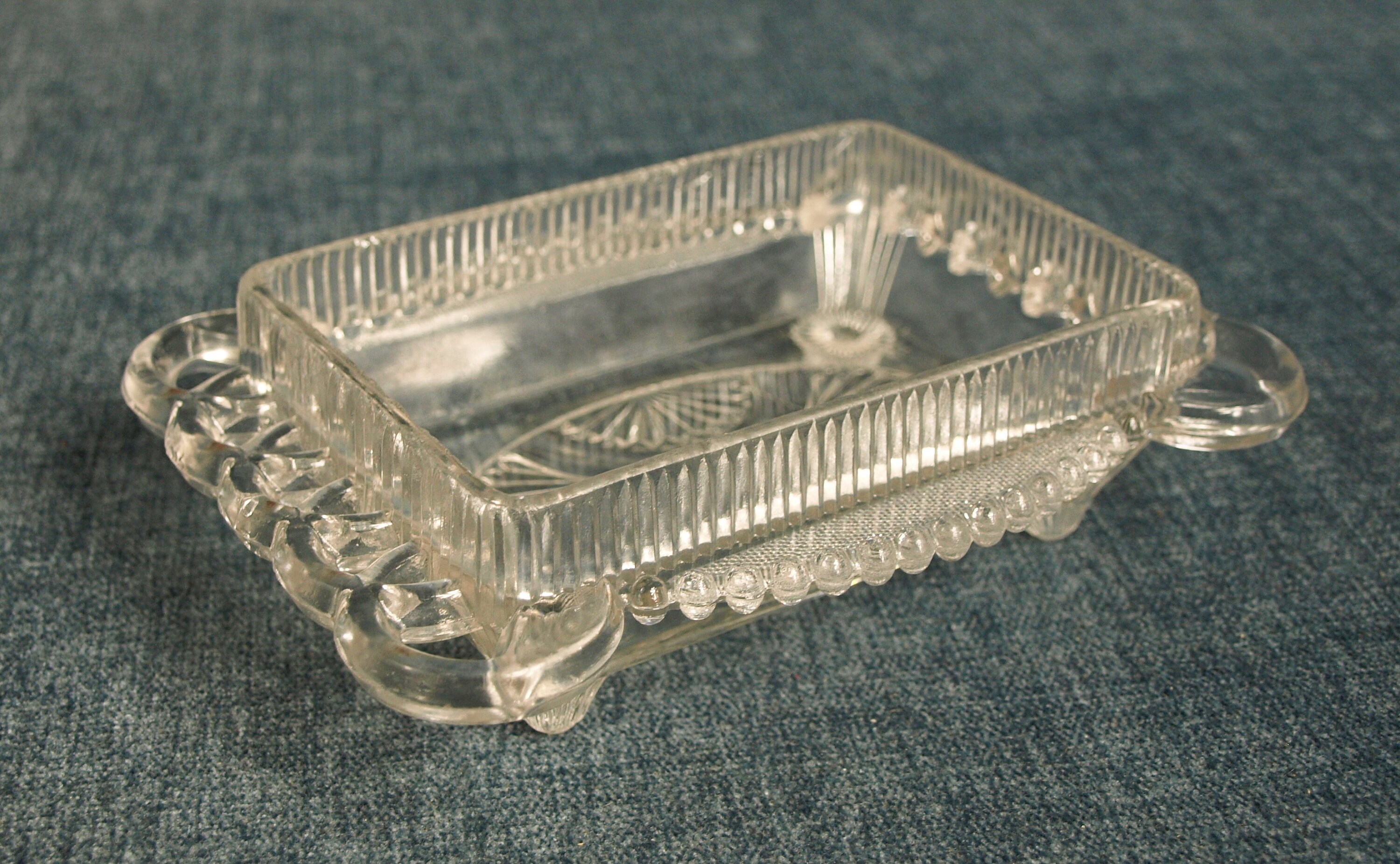 EAPG Clear Butter Block Dish Footed With Open Lace Pattern Etsy