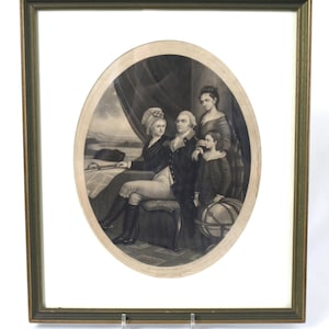 Antique 1860 Washington Family Engraving Print after painting by F.B. Schell & engraved by A.B. Walter and Pub by John Dainty Philadelphia