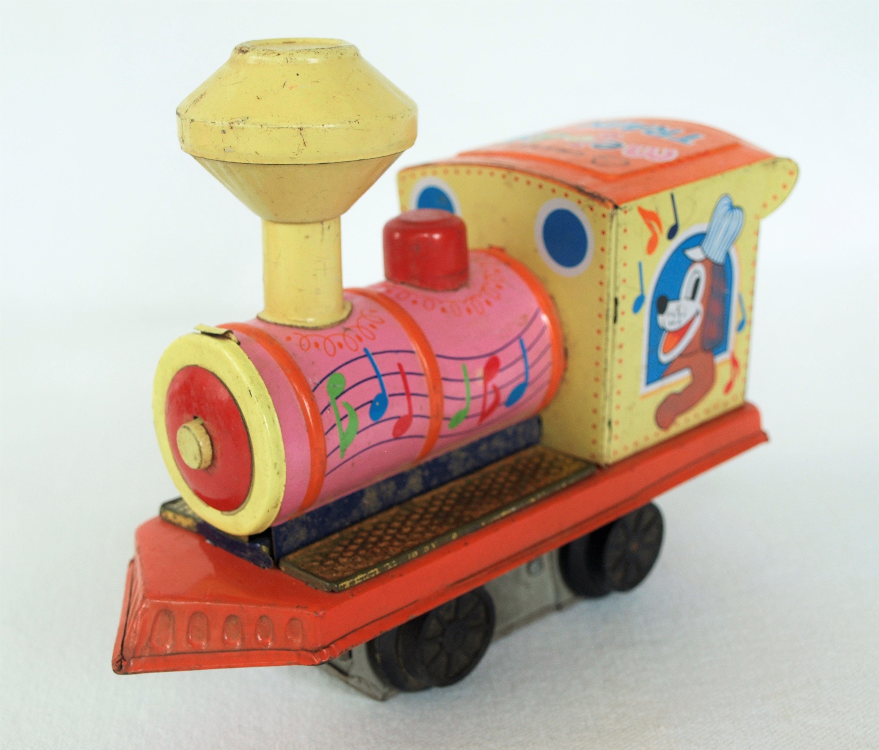 Vintage Pressed Tin Litho Cragstan Melody Train – Battery Operated – Made in Japan