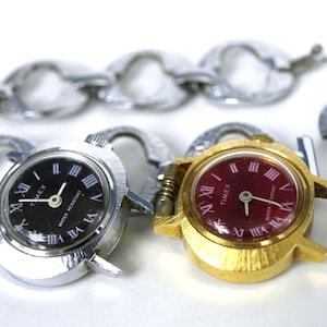 Vintage Pair of TIMEX Mechanical Watches, Circa 1970&#39;s - NOT WORKING - with Silvertone Band Bracelet Links - For Parts or Repair
